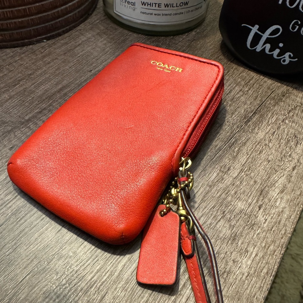 Coach Red Leather Wallet Compact and Stylish